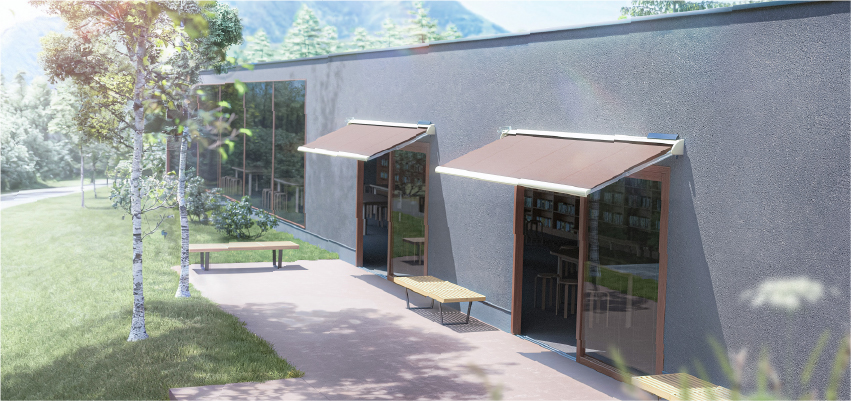 エルパティオ・プラスソーラーが交流センターに取り付けてあるイメージ